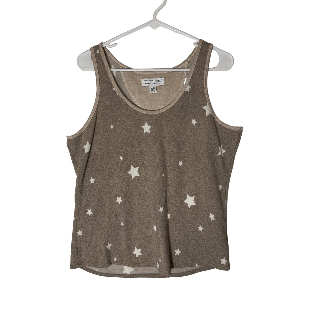Live Love Lounge Karen Neuburger Star Print Tank Top XL Taupe Sleeveless 1609489